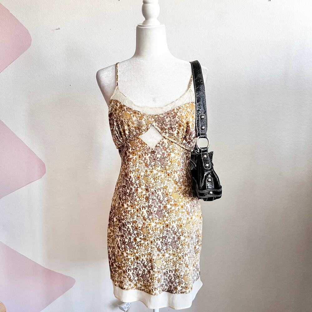 Floral Lace Babydoll Dress, Boho Vintage Cottagecore‎ Fairycore Medium